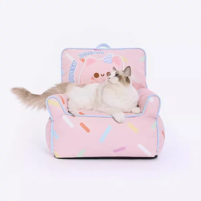 Pink Donut High Cat Sofa Bed