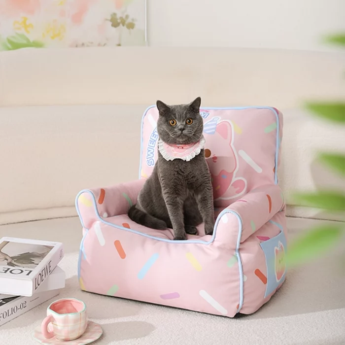 Pink Donut High Cat Sofa Bed