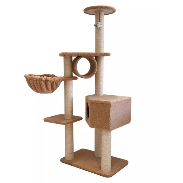 Pure Color Carpet Cat Tree with Hammock