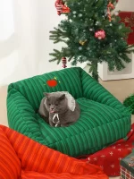 Red Green Stripes Christmas Cat Sofa Bed