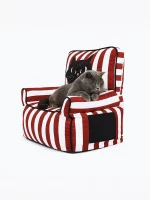 Red Striped High Cat Sofa Bed