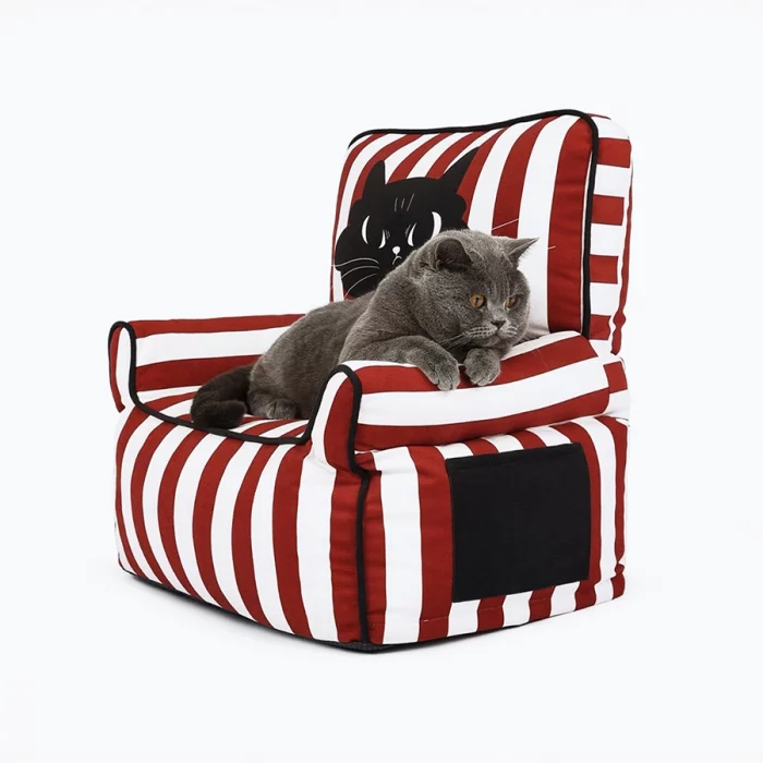 Red Striped High Cat Sofa Bed