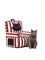 Red Striped High Cat Sofa Bed