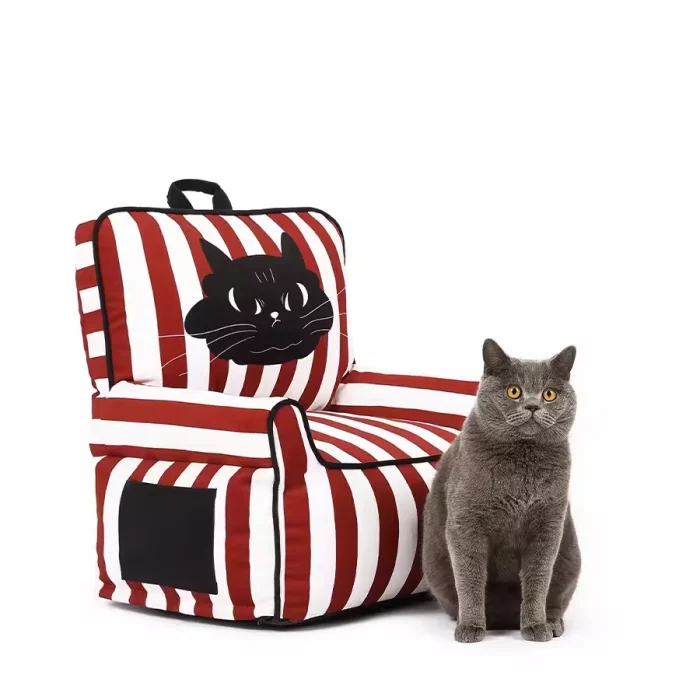 Red Striped High Cat Sofa Bed