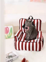 Red Striped High Cat Sofa Bed