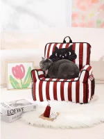 Red Striped High Cat Sofa Bed